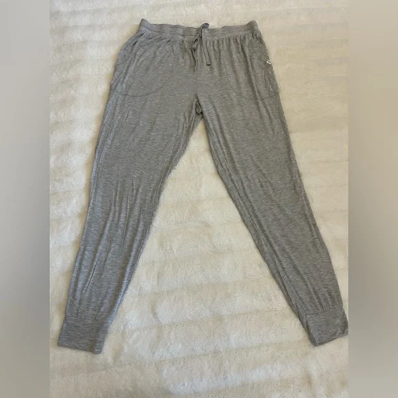 GapBody Women's Drawstring-Waist Jogger Pajama Pants size Large Grey Heather - Picture 2 of 9